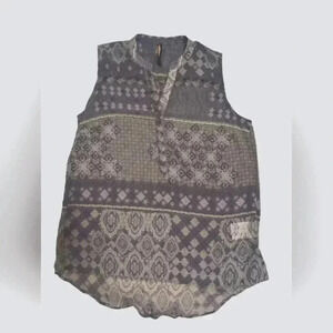 COLOURS OF THE WORLD Sleeveless Blouse For Women SZ M Blue and White print